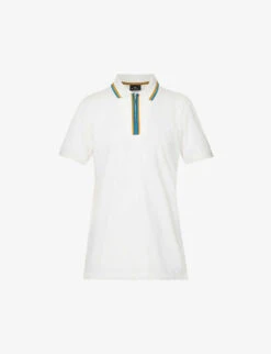 Regular-fit Strip-trim Stretch-organic Cotton Polo Shirt
