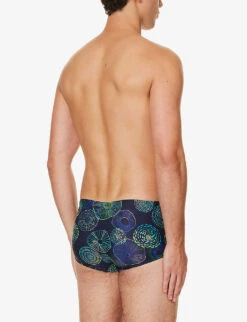 Speedo Graphic-print 17cm Recycled-polyester Blend Swim Briefs -Baker Klein Shop R04163369 NAVYAQUGREENLILAC ALT02