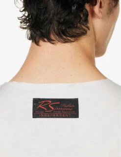 Raf Simons Abstract-print Raw-hem Sleeveless Cotton T-shirt -Baker Klein Shop R04163723 PEARL ALT05