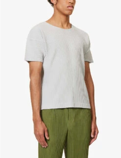 Pleated Dropped-shoulder Knitted T-shirt -Baker Klein Shop R04163800 LIGHTGRAY ALT02