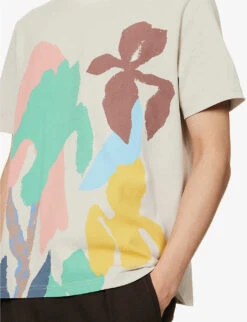 PAUL SMITH Iris Graphic-print Regular-fit Cotton-jersey T-shirt -Baker Klein Shop R04165119 ICEWHITE ALT05