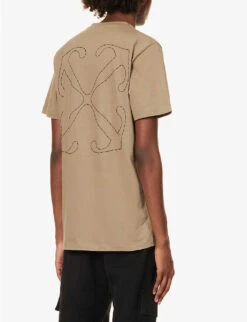 Stitch Brand-embroidered Cotton-jersey T-shirt -Baker Klein Shop R04166721 BEIGE ALT03