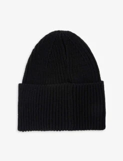 Palm Angels Monogram-embroidered Wool-blend Beanie -Baker Klein Shop R04166806 BLACKOFFWHITE ALT02