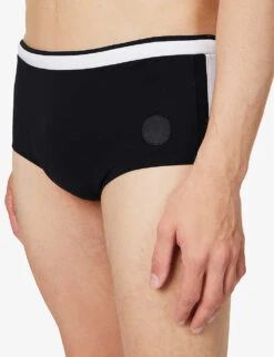 Brand-patch Mid-rise Stretch-woven Swim Briefs -Baker Klein Shop R04167464 BLACK ALT04
