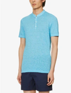 120% Lino Crewneck Straight-cuff Linen T-shirt -Baker Klein Shop R04167678 MARINESOFTFADE ALT02