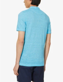 120% Lino Crewneck Straight-cuff Linen T-shirt -Baker Klein Shop R04167678 MARINESOFTFADE ALT03