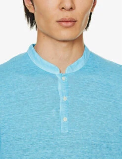 120% Lino Crewneck Straight-cuff Linen T-shirt -Baker Klein Shop R04167678 MARINESOFTFADE ALT04