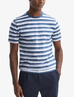 Reiss Dean Striped Cotton T-shirt -Baker Klein Shop R04169157 BLUEWHITE ALT02