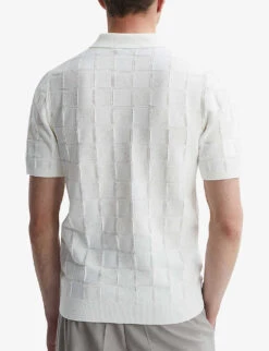 Reiss Blaze Basket-weave Short-sleeve Cotton Polo 8 Reiss Blaze Basket-weave Short-sleeve Cotton Polo -Baker Klein Shop R04169223 WHITE ALT02