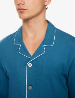 Basel Contrast-piping Stretch-modal Pyjama Set -Baker Klein Shop R04170088 BLUE ALT03