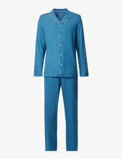 Basel Contrast-piping Stretch-modal Pyjama Set