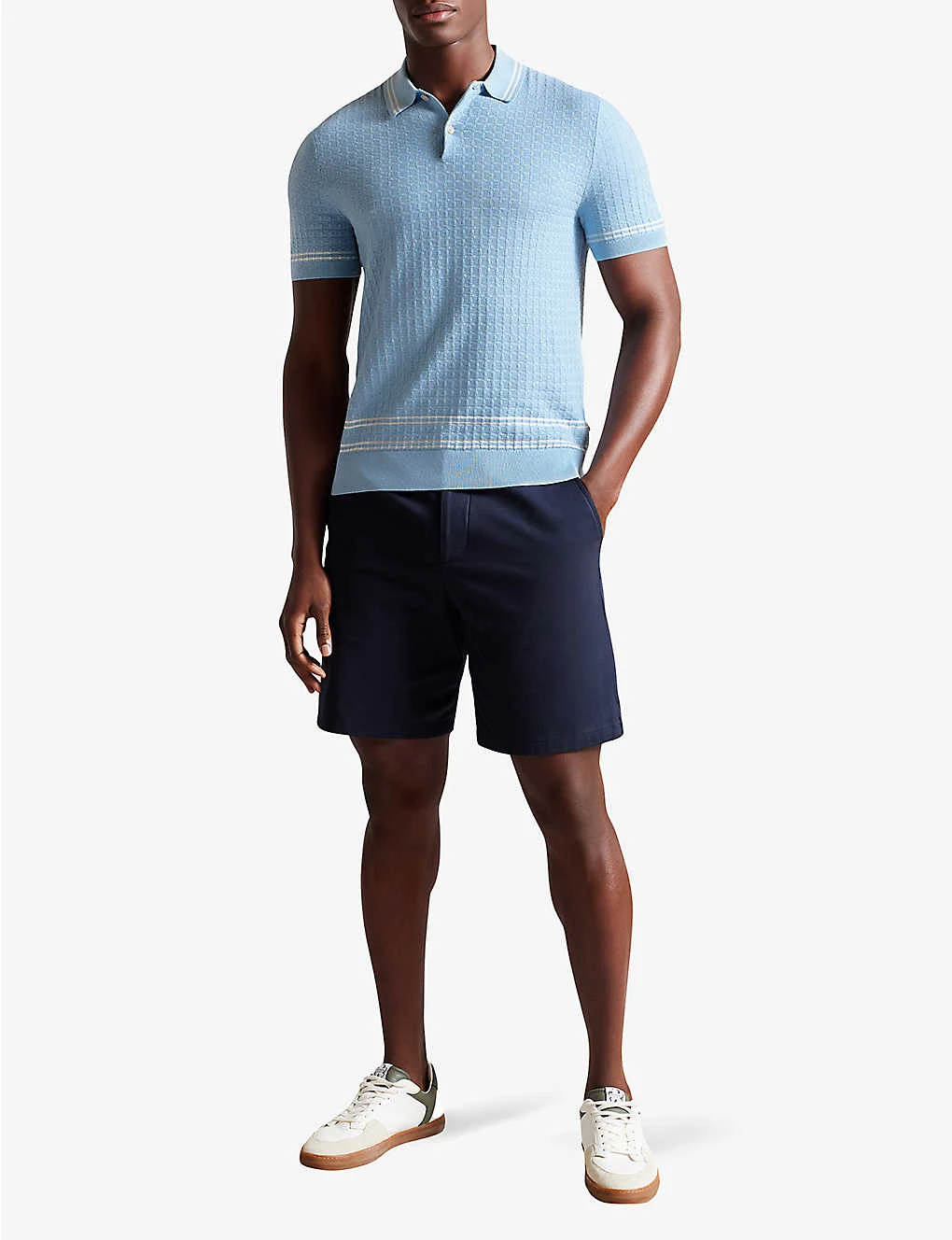 Ted Baker Maytain Textured-knit Recycled Cotton-blend Polo Shirt 4 Ted Baker Maytain Textured-knit Recycled Cotton-blend Polo Shirt - Image 2
