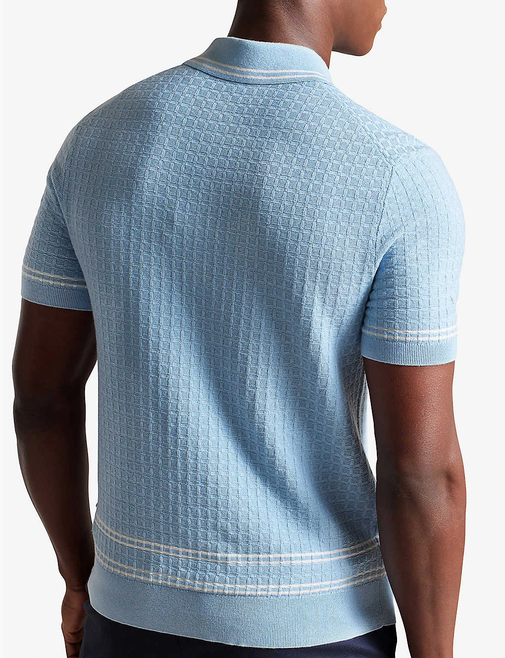 Ted Baker Maytain Textured-knit Recycled Cotton-blend Polo Shirt 5 Ted Baker Maytain Textured-knit Recycled Cotton-blend Polo Shirt - Image 3