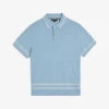 Ted Baker Maytain Textured-knit Recycled Cotton-blend Polo Shirt -Baker Klein Shop R04173330 SKYBLUE M