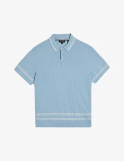 Ted Baker Maytain Textured-knit Recycled Cotton-blend Polo Shirt