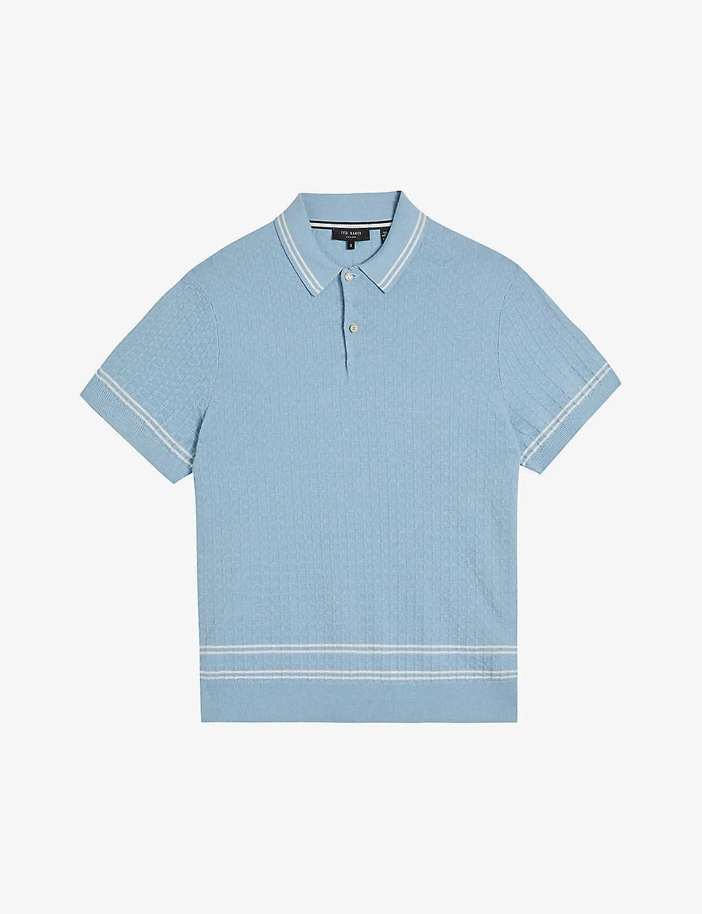 Ted Baker Maytain Textured-knit Recycled Cotton-blend Polo Shirt 3 Ted Baker Maytain Textured-knit Recycled Cotton-blend Polo Shirt