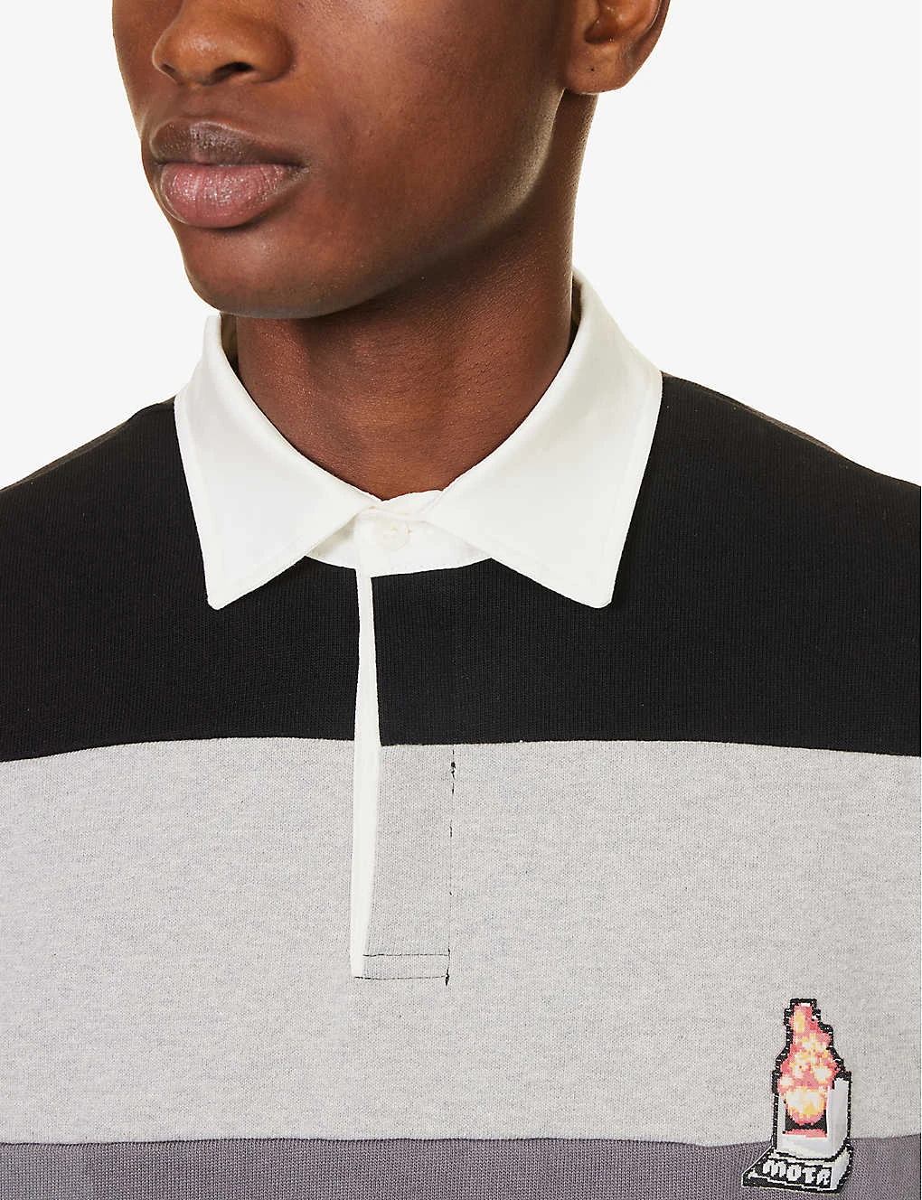 Striped Distressed Regular-fit Cotton-jersey Polo Shirt 7 Striped Distressed Regular-fit Cotton-jersey Polo Shirt - Image 5