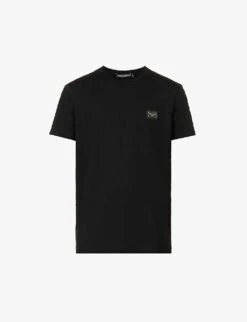 Dolce & Gabbana Brand-plaque Crewneck Cotton-jersey T-shirt