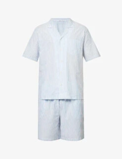 Eberjey Striped V-neck Organic-cotton Short Pyjama Set