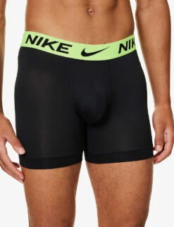 Nike Logo-waistband Pack Of Three Stretch-cotton Boxers -Baker Klein Shop R04183383 BLACKVOLTGREYWBRED ALT03