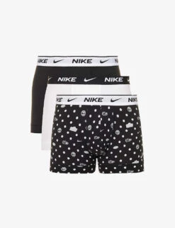 Nike Pack Of Three Logo-waistband Stretch-cotton Trunks