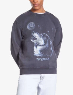 THE KOOPLES Branded-print Cotton-jersey Sweatshirt 9 THE KOOPLES Branded-print Cotton-jersey Sweatshirt -Baker Klein Shop R04187733 BLACKWASHED ALT02