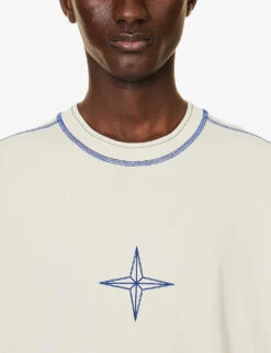 Stone Island Compass Brand-embroidered Cotton-jersey T-shirt -Baker Klein Shop R04188784 PLASTER ALT04