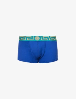 Versace Logo-waistband Low-rise Stretch-cotton Trunks