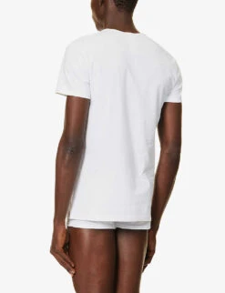 Versace Logo-print Pack Of Two Stretch-cotton T-shirts 8 Versace Logo-print Pack Of Two Stretch-cotton T-shirts -Baker Klein Shop R04188854 WHITEBLUE ALT02