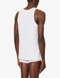 Versace Medusa Logo-print Stretch-cotton Top -Baker Klein Shop R04188858 OPTICALWHITE ALT02