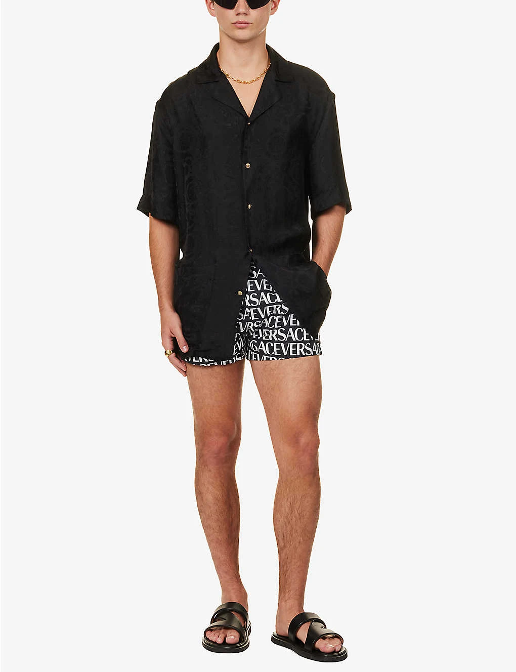 Versace Brand-typography Slip-pocket Regular-fit Swim Shorts 4 Versace Brand-typography Slip-pocket Regular-fit Swim Shorts - Image 2