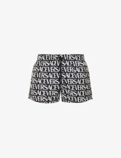 Versace Brand-typography Slip-pocket Regular-fit Swim Shorts