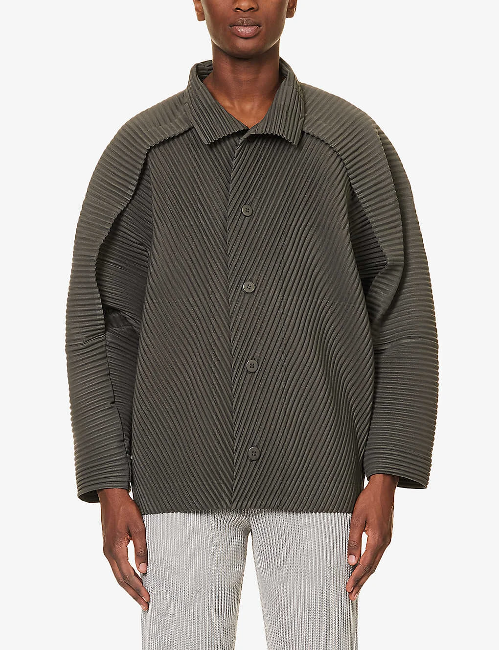 Pleated Collared Regular-fit Woven Shirt 5 Pleated Collared Regular-fit Woven Shirt - Image 3