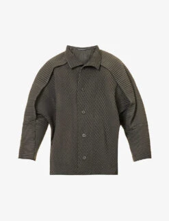 Pleated Collared Regular-fit Woven Shirt