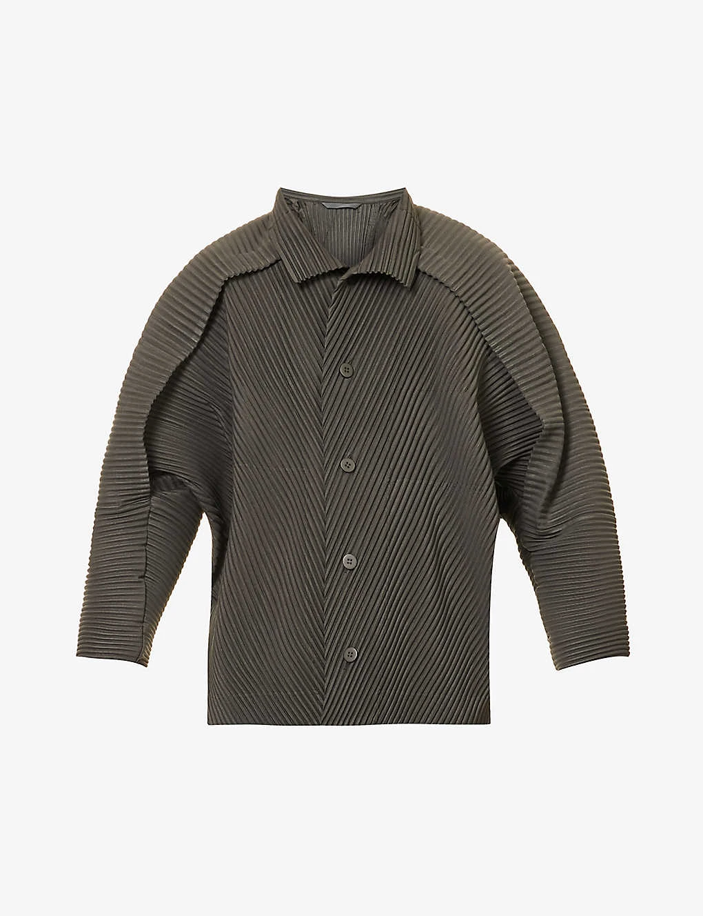 Pleated Collared Regular-fit Woven Shirt 3 Pleated Collared Regular-fit Woven Shirt