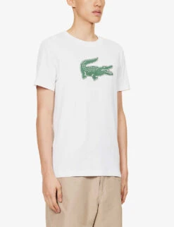 Lacoste Logo-print Short-sleeved Cotton-jersey T-shirt -Baker Klein Shop R04194144 WHITE ALT02
