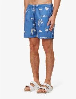 Sunspel Forecast Logo-pattern Recycled-polyester Swim Shorts -Baker Klein Shop R04194496 TODAYSFORECASTPRINT ALT02