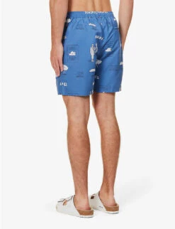 Sunspel Forecast Logo-pattern Recycled-polyester Swim Shorts -Baker Klein Shop R04194496 TODAYSFORECASTPRINT ALT03