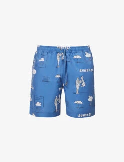 Sunspel Forecast Logo-pattern Recycled-polyester Swim Shorts