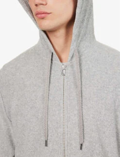 Sunspel Ribbed-trim Slip-pocket Cotton-towelling Hoody -Baker Klein Shop R04194506 GREYMELANGE ALT04