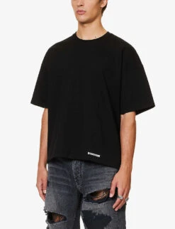Brand-embroidered Oversized-fit Cotton-jersey T-shirt -Baker Klein Shop R04194902 BLACK ALT02