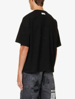 Brand-embroidered Oversized-fit Cotton-jersey T-shirt -Baker Klein Shop R04194902 BLACK ALT03