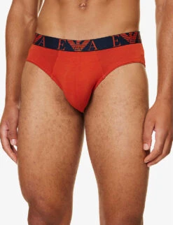 Emporio Armani Pack Of Three Stretch-cotton Briefs -Baker Klein Shop R04194979 RUGGINLIMEINCHIOST ALT03
