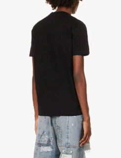 DSQUARED2 Logo-print Crewneck Cotton-jersey T-shirt -Baker Klein Shop R04196721 BLACK ALT03