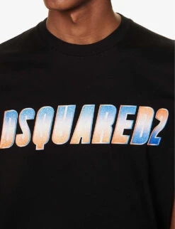 DSQUARED2 Logo-print Crewneck Cotton-jersey T-shirt -Baker Klein Shop R04196721 BLACK ALT04