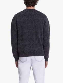 THE KOOPLES Graphic-print Ribbed-trim Cotton Sweatshirt -Baker Klein Shop R04197351 BLACKWASHED ALT03