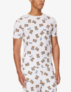 MOSCHINO Graphic-print Regular-fit Stretch-cotton T-shirt -Baker Klein Shop R04199699 FANTASYPRINTWHITE1 ALT02