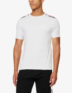 MOSCHINO Logo-tape Regular-fit Cotton T-shirt -Baker Klein Shop R04199706 WHITE1 ALT02