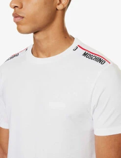 MOSCHINO Logo-tape Regular-fit Cotton T-shirt -Baker Klein Shop R04199706 WHITE1 ALT04