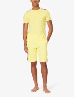 MOSCHINO Logo-tape Stretch-cotton T-shirt -Baker Klein Shop R04199707 YELLOW21 ALT01